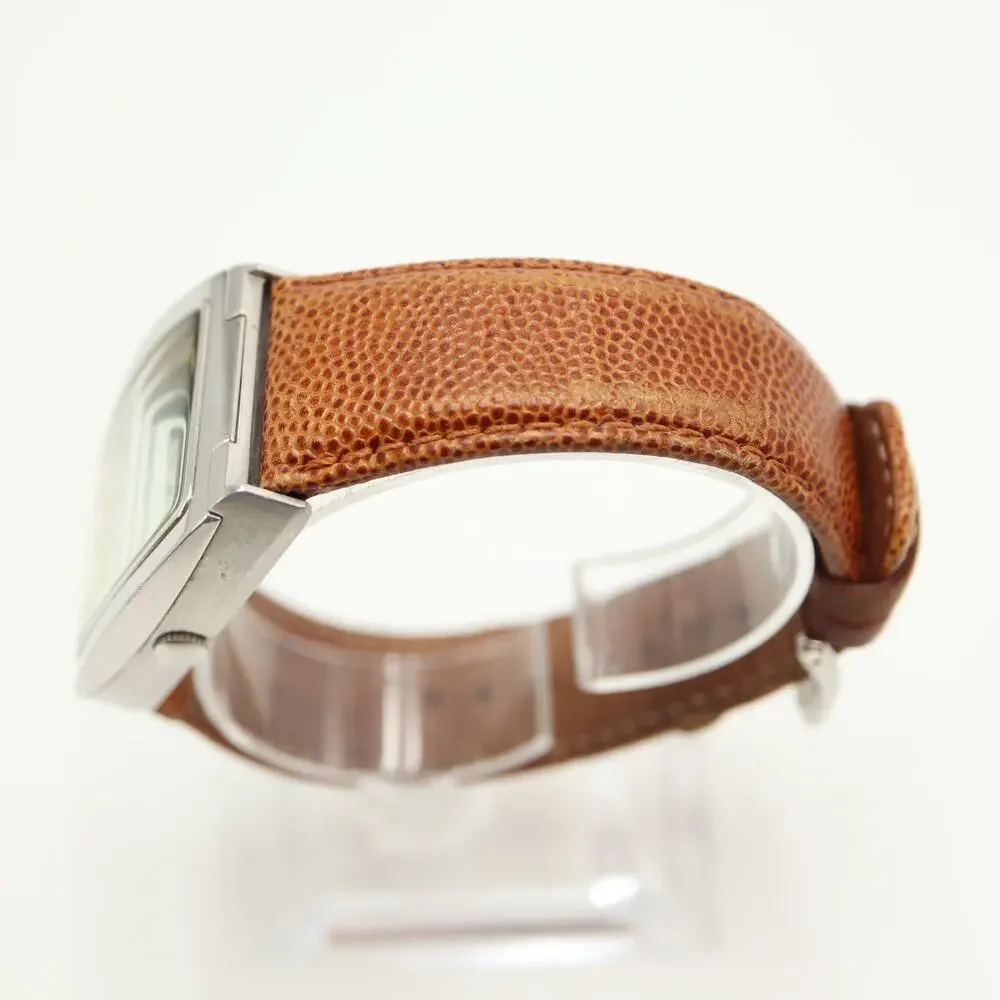 Kenneth Cole NY Silver Tone 34mm Date Watch Brown Leather with New Battery